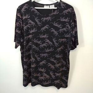 New vintage Liz Baker Top 1X black cheetah